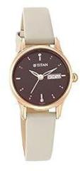 Titan Women's Lagan Chic: Studded Brown Dial Leather Analog Watch with & Elegant Hands 2656WL01