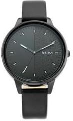 Titan Women's Precision Simplicity Analog Watch: Black Gradient Dial with Leather Strap NS2648NL01