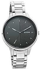 Titan Women's Precision Simplicity Watch: Black Gradient Dial with Metal Strap NS2648SM02