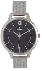 Titan Workwear Analog Watch for Women Metal Black Dial With Silver Strap NS2617SM01