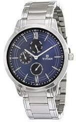 Titan Workwear Blue Dial Quartz Multifunction Stainless Steel Strap watch for Men NS1769SM01