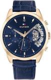 Tommy Hilfiger Mens 44 Baker Blue Dial Faux Leather Analogue Watch TH1710451W