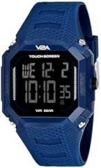 V2A Silicone Creative Touch Controls Digital 5Atm Waterproof Unisex Sports Watch Black Dial And Blue Strap, Blue Band