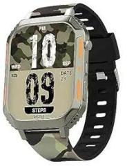 Vibez by Lifelong |New Launch|Trooper 2.02 Always On HD Display, Interchangeable Dual Straps, BT Calling, Long Lasting Battery, Multiple Sports Mode, Rugged Smartwatch VBSW2124, Silver & Military Green