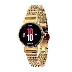 Vibez by Lifelong Ruby 1.04 inch AMOLED Smartwatch for Women with Metal Strap, Bluetooth Calling, 60 Hz, Voice Assistance, Female Cycle Tracker, IP68, Health Monitor Gold, VBSW2214