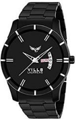 VILLS LAURRENS Formal Analogue Men's Watch Black Dial Black Colored Strap