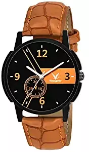 Black & Orange Round Dial Watch for Men VOGR 10