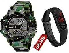 Watch City Luxury Digital Men's Watch Green Dial & Multicolor Colored Strap Jay Enterprise