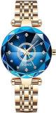 Watchstar Diamond Shape Blue Dial And Rose Gold Strap Watch For Womens And Girls