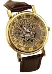 Wristflix Unisex Skeleton Analogue Watch| Gold Tone Case Diameter