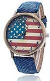 Zillion USA Print Dial Blue Denim Strap Unisex Analog Watch