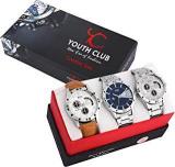 YOUTH CLUB Casual And Stylish Combo Of 3 Men's Day And Date Functioning Analog Watches 27SCDD Combo Watch For Men