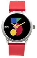 ZEO Analog Funky Colored Dial Wrist Watch for Men & Women. Quirky, Trendy, Stylish Unisex Watches in Latest Designs & Fashion. Black Dial with Multi Colored Numeral. Yellow Hands & Red Strap