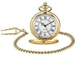 ZIBUYU Pocket Watch with Chain for Men Antique Retro Style Alloy Pocket Watch Special Birthday Gift for Husb 4.6 CM Diameter Golden