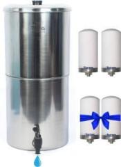 Ferrum 20 Litres Stainless Steel Water Filter with 2 + 2 Extra Ceramic Filter Candle 20 Litres Gravity Based Water Purifier