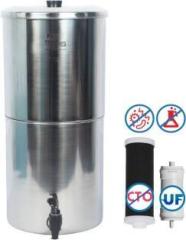 Ferrum Ultra Pure Water Filter Stainless Steel with Activated Carbon and Ultrafilter 24 Litres Gravity Based + UF Water Purifier