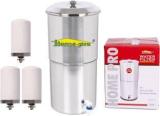 Home pro Stainless Steel Non Electric Water Filter with 3 Candle 24 Litres Gravity Based Water Purifier