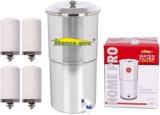 Home Pro Stainless Steel Non Electric Water Filter With 4 Candle 30 Litres Gravity Based Water Purifier