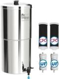 Ferrum Ultra Pro+ SS304 Stainless Steel Non Electric Ultra Filter. 2x Activated Carbon 24 Litres Gravity Based + UF Water Purifier