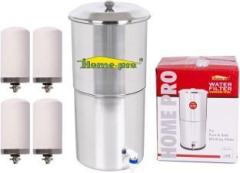 Home pro Stainless Steel Non Electric Water Filter with 4 Candle 30 Litres Gravity Based Water Purifier